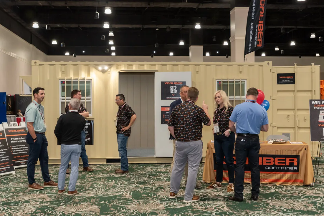 Modified container offices on the 2026 NPSA trade show floor